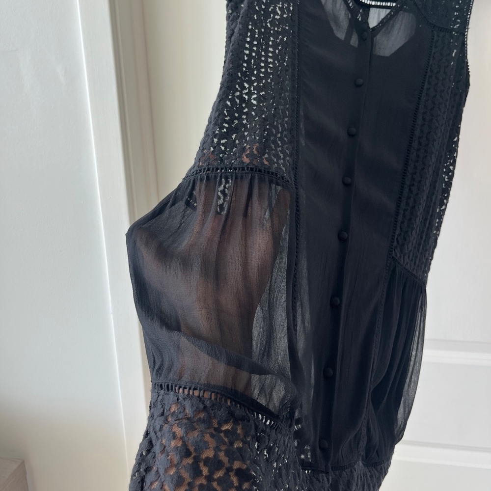 Allsaints Black Lace Button-Front Sleeveless Mini… - image 4